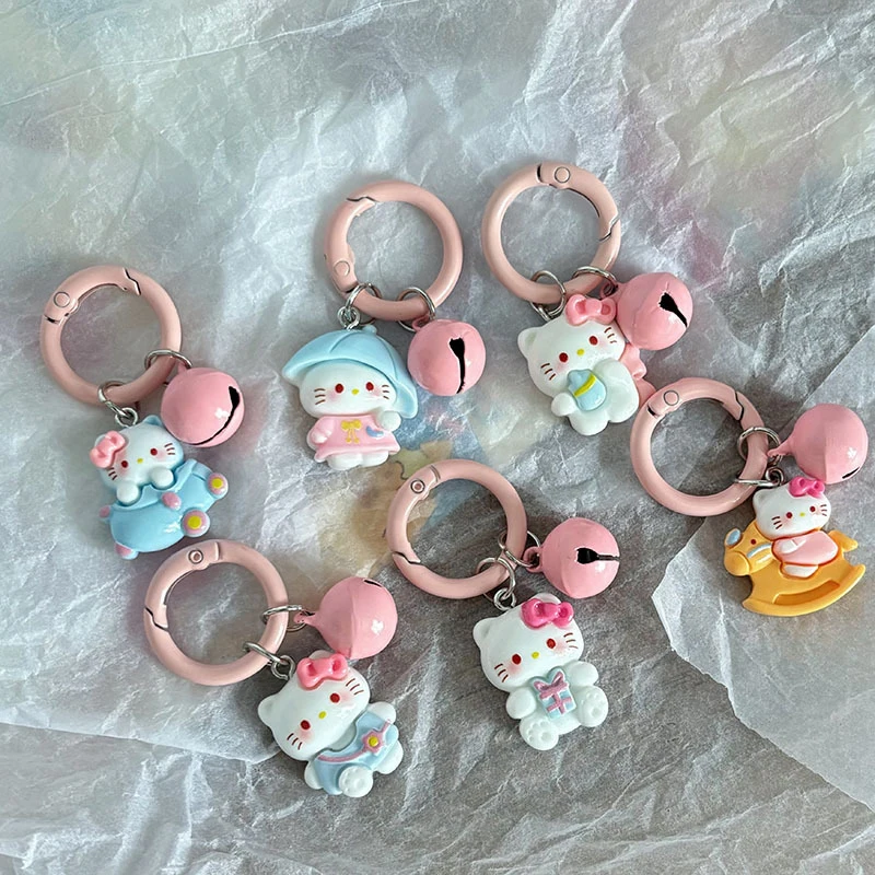 Sanrio Hello Kitty Backpack Pendant Keychain, Ação Figuras Anime, Resina Desenhos Animados, Pequeno Chaveiro, DIY Decoração Casal, 1Pc