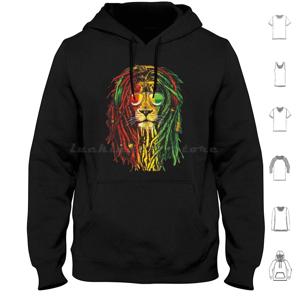 Rasta Lion Art For Reggae Lover Hoodies Long Sleeve Dreads Rastafari Rastafarian Reggae Lion Rasta Rastaman Rasta