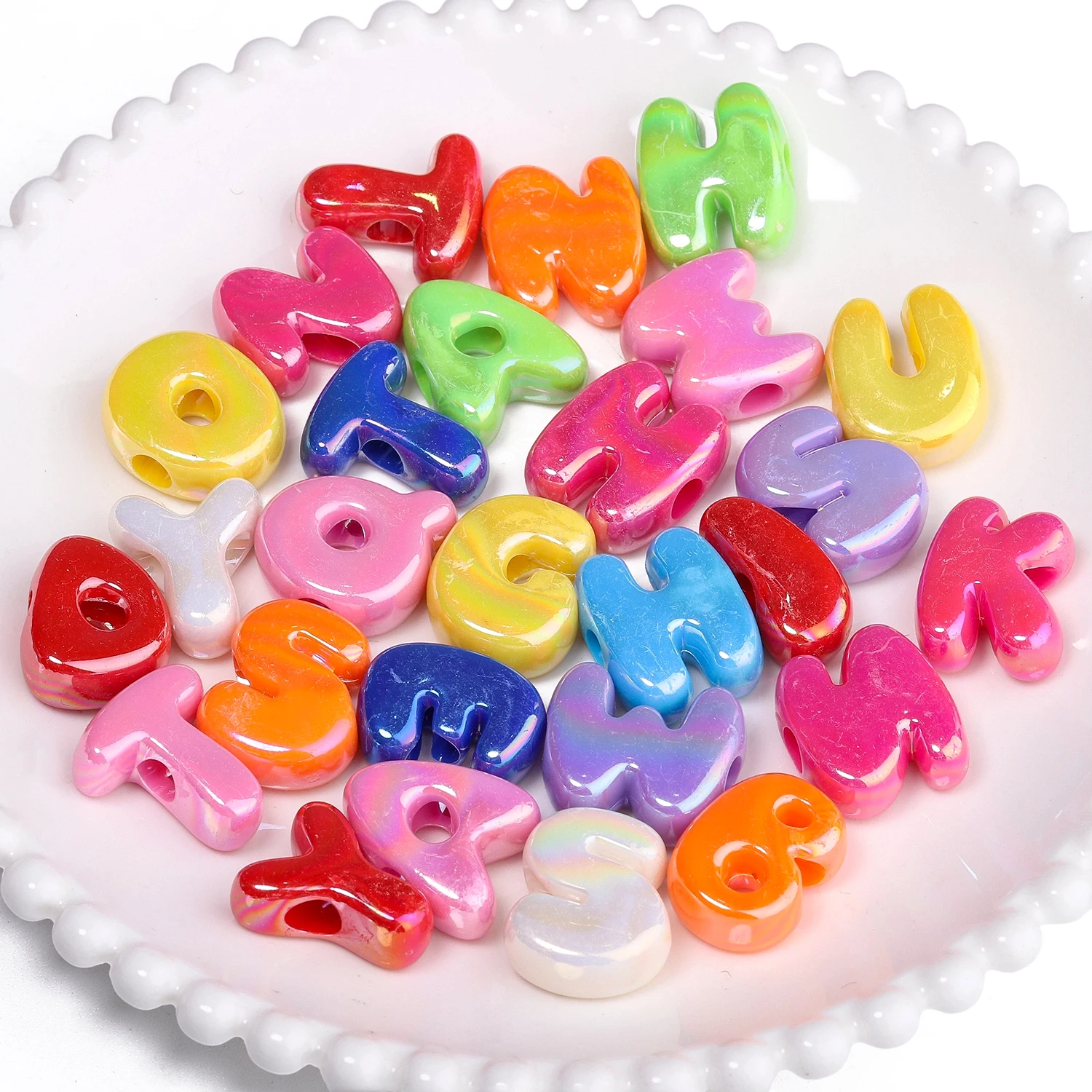 100g Mehrfarbige Acryl-Abstandsperlen mit großem Loch, Buchstaben-Abstandsperlen für Handarbeiten, Alphabet-Abstandsperlen, Halsketten-Accessoires, DIY-Schmuck – Detail 3