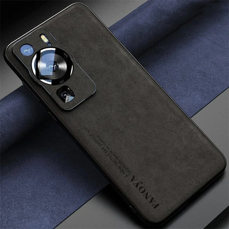 Etui Funda na Huawei P60 Pro Luksusowa tylna obudowa telefonu ze skóry PU do Huawei P60 P60Pro Silikonowy, odporny na wstrząsy zderzak