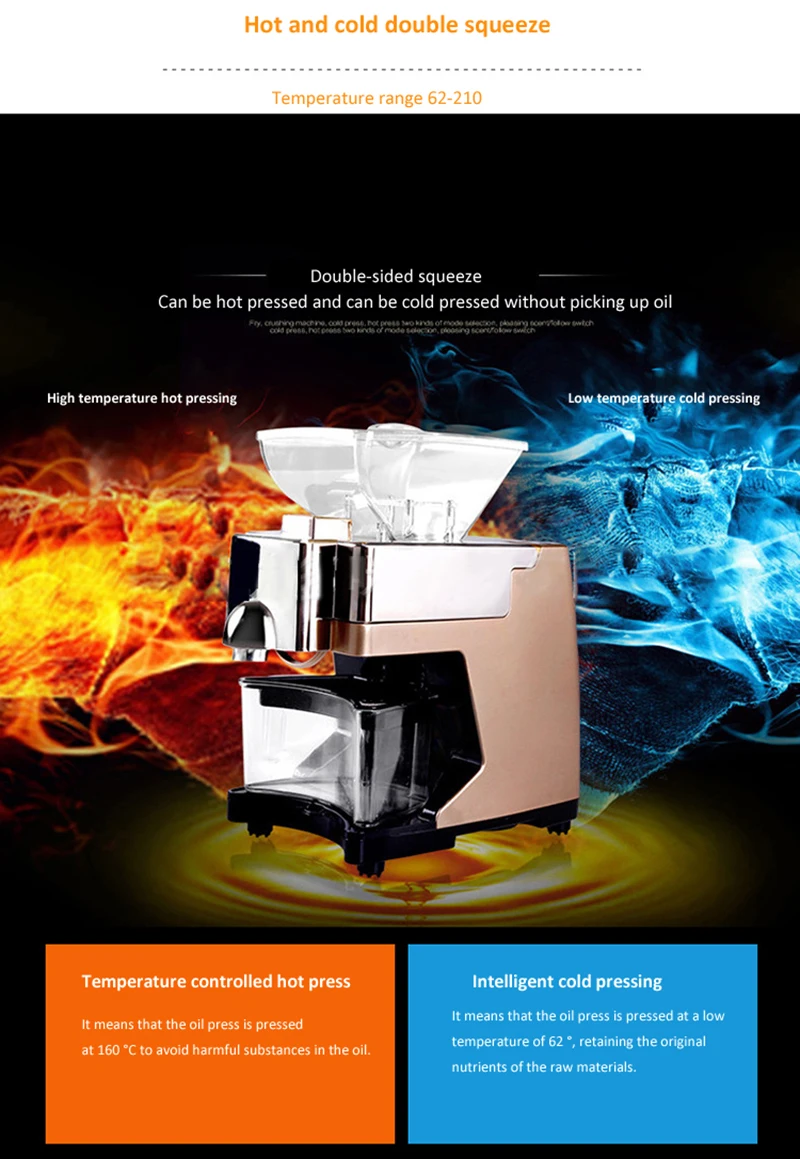 Mini presse à huile de cacahuètes en acier inoxydable, à usage domestique, extracteur d'huile de tournesol/amande/soja chaud et froid