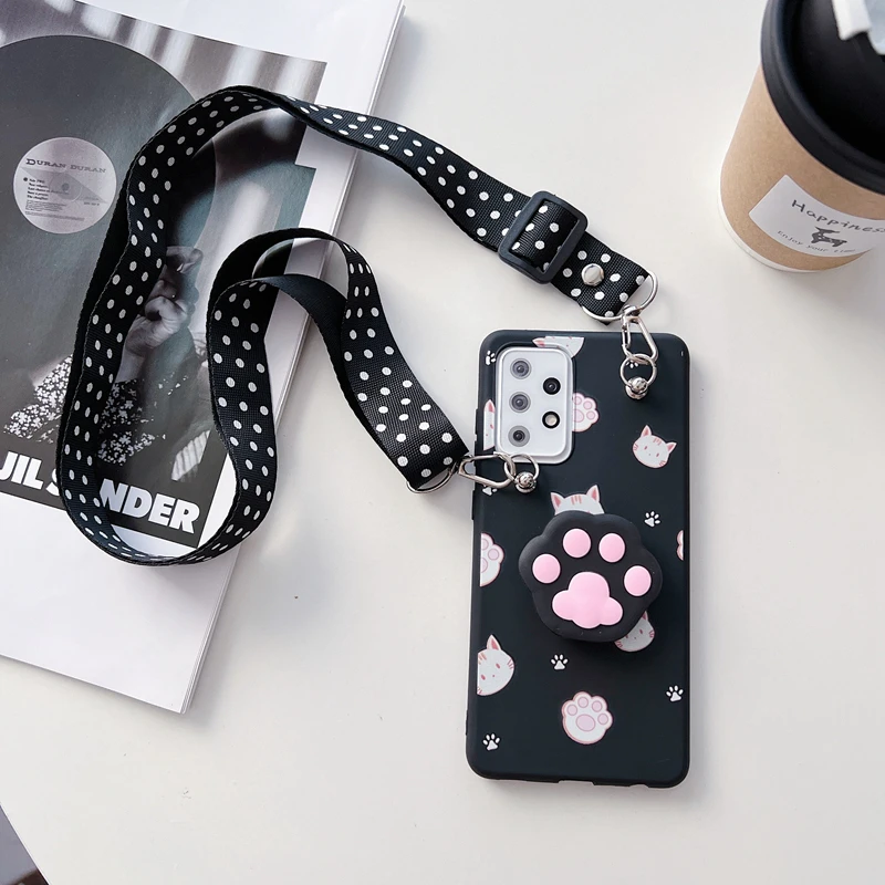 3D Cartoon Crossbody Lanyard Strap Phone Holder Case For Xiaomi Redmi Note 10 11 Pro 10s Note 9 8 Pro 8T 7 Redmi 9 9C 9A Cover