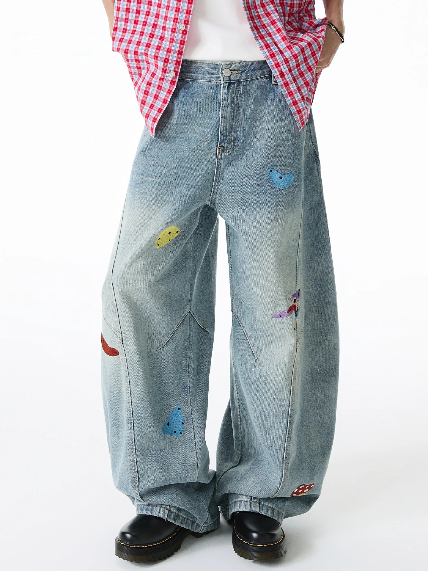 

Мужские джинсы Cleanfit American Style с вышивкой, модные винтажные, прямые, широкие, длинные брюки