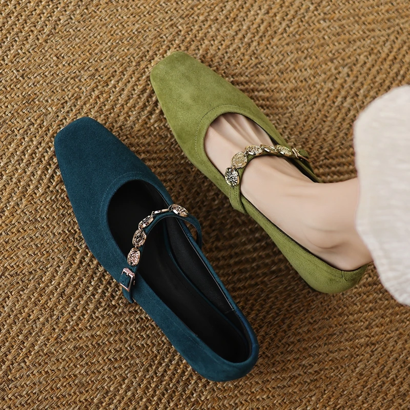 

AIYUQI 2025 New Women's Loafers Square Toe Mary Janes Women Shoes Plus Size Low Heel Strappy Formal wear Leather Shoes female