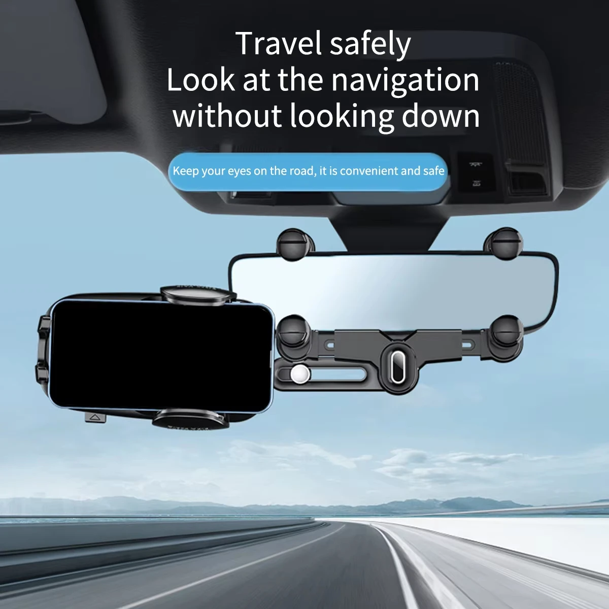 Car Rearview Mirror Phone Holder 360° Retractable Cell Phone Holder Clip Phone GPS Support  Phone Mount Stand Auto Accessories