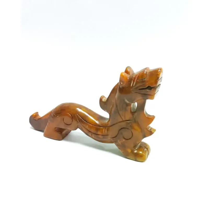 Hand-carved natural brown jade Pixiu statue, Chinese feng shui dragon sculpture, used for fortune and home decoration