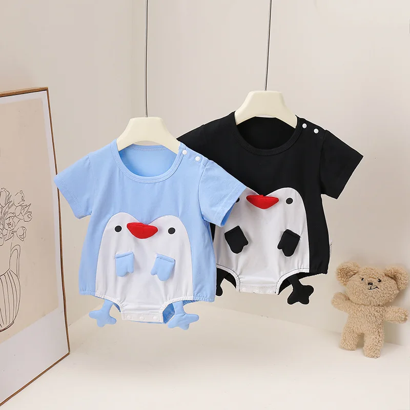 3M-3Y Summer Cotton Baby Bodysuit Cute Penguin Romper for Toddler Girls Boys Soft Snap Casual Infant Clothes