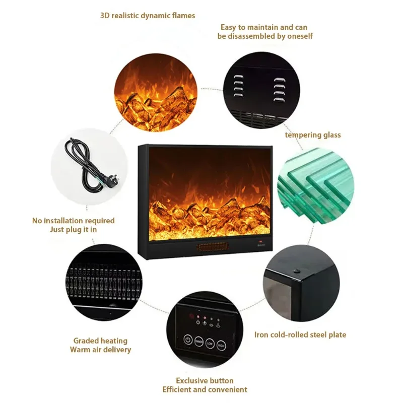 Artificial Fireplace Home American Fireplace Simulated Flame Embedded Decorative Electric Fireplace