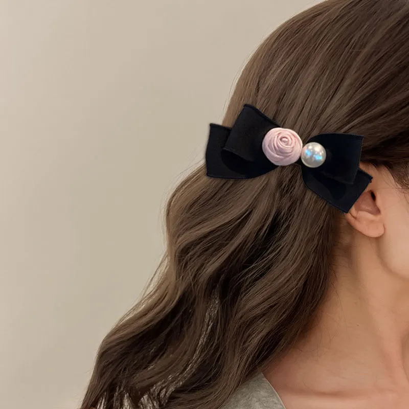 

KeJie Y2k Bow Women's Hair Clip Korean High Street Sweet Style Imitation Pearl Party Gift Side Clip Women's Hair Accessories