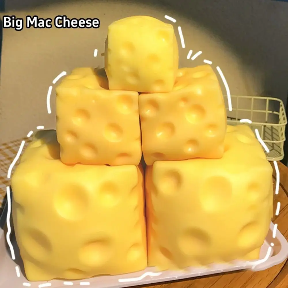 Extra Large Size Cheese Squeeze Super Soft Slow Rebound Cheese Pinch Yellow Color Ornament Shapeable Squeeze Ball Stress Relief
