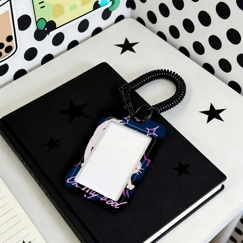 Card Sleeve for Photo Protector Kpop Photocard Holder Stretchable Spring Cord Student Bus/Meal Card Protection Case