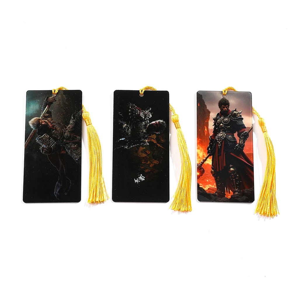 3D Game Black Myth Goku Bookmark, Chinese Culture Lovers Collection, Acrylic Tassel Bookmark for Single Player Game Fans