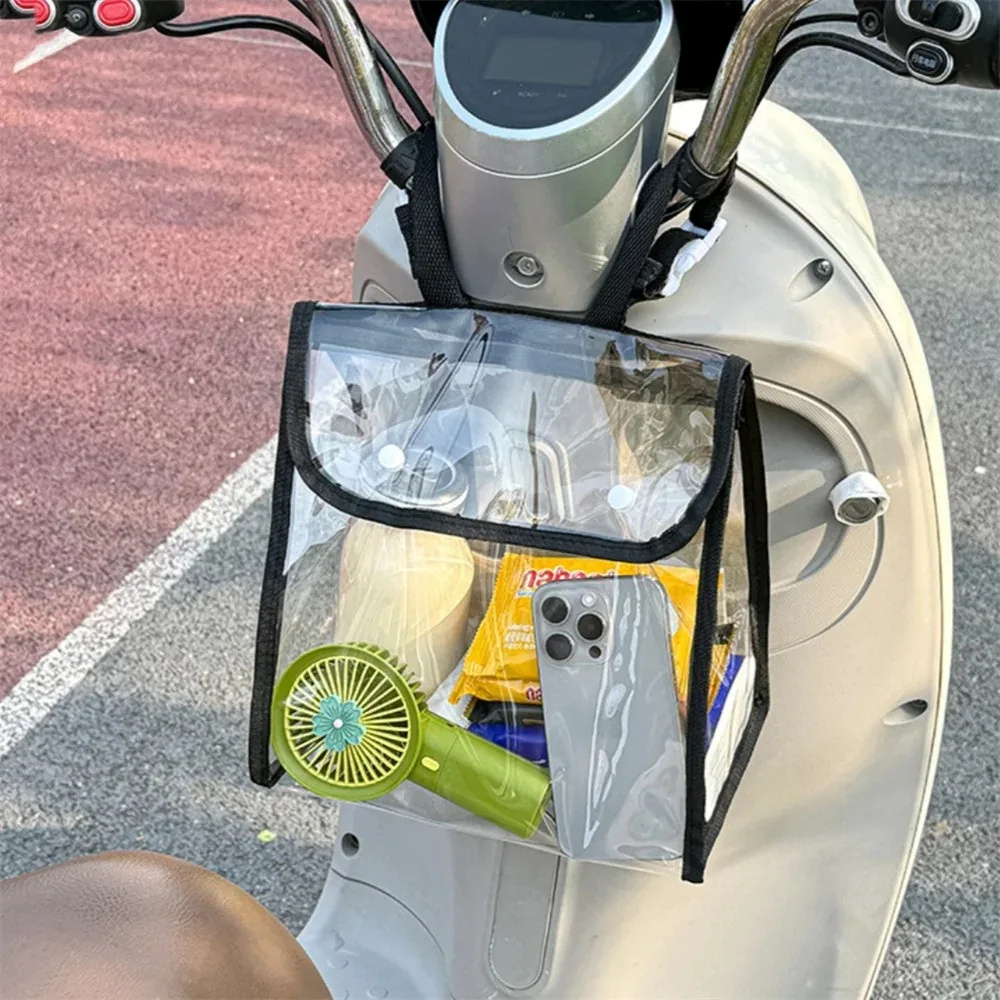 

Clear Pvc Waterproof Hanging Bag Electric Vehicle Front Pocket Large Capacity Mobile Phone Lipstick Storage Bag Shopping Handbag