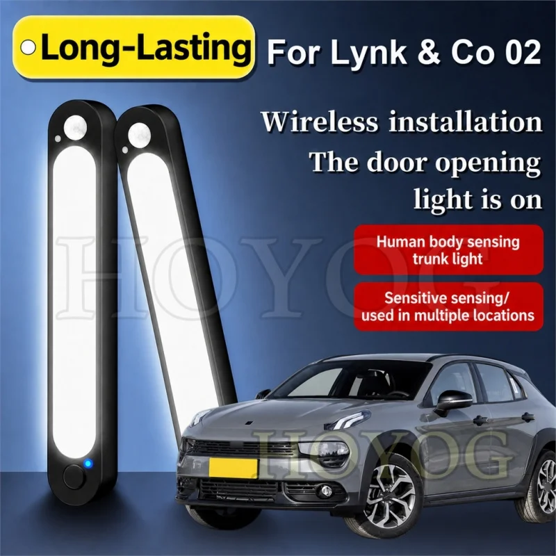 For Lynk & Co 02 2018-2026 Car Boot Light LED Lamp Motion Sensor USB Rechargeable Trunk Cargo Light Compact SUV Interior