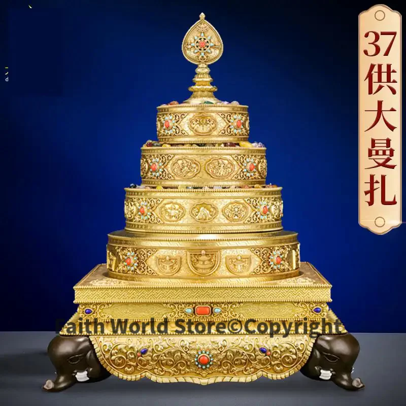 huge Rare Asia Esoteric Buddhism Buddhist temple altar shrine Worship FA QI Auspicious gemstone Mandala Manza disc Divine power