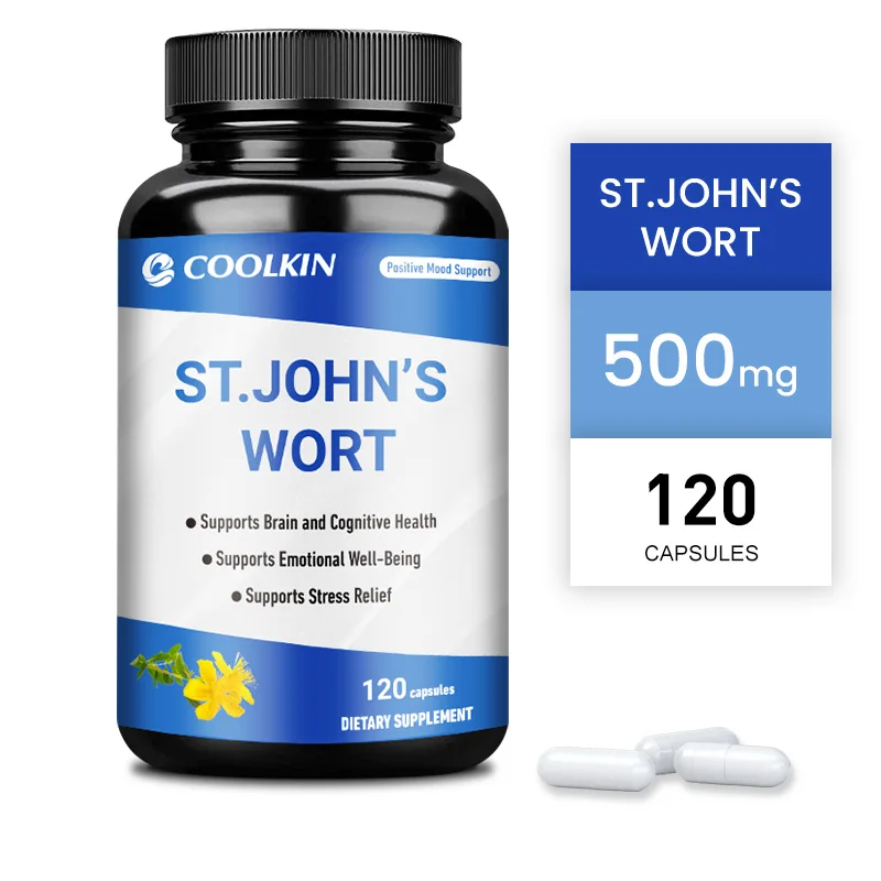 

St. John's Wort 500mg - Maintaining A Positive Mood Helps Relieve Stress, Promotes Brain Health, and Improves Memory, Non-GMO