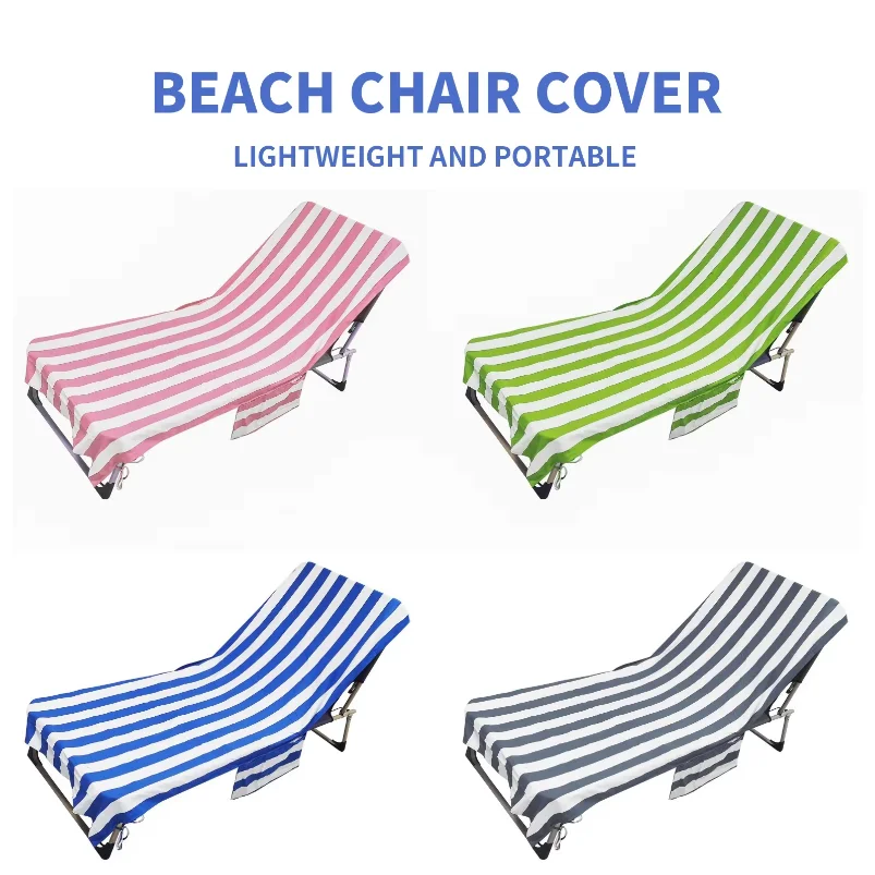 Lounge Beach Towels Thick and Quick Dry, Portable Beach Chair Cover with  Side Pockets for Sun Lounger Pool Sunbathing Beach