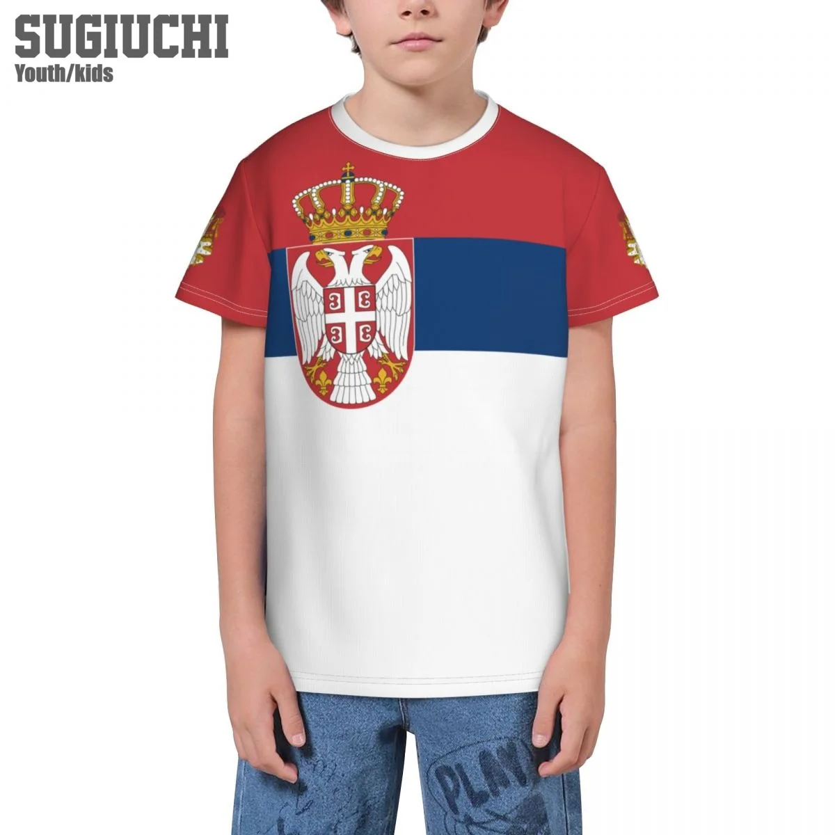 Custom Name Number Serbia Flag Emblem 3D T-shirts For Kids Youth Boy/Girl Tees Soccer Football Fans Gift T shirt