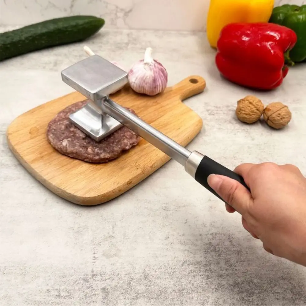 

Portable Aluminum Alloy Meat Tenderizer Square Head Double-sided Loose Meat Hammer Long Handle Beef Tenderizer Pork Chops