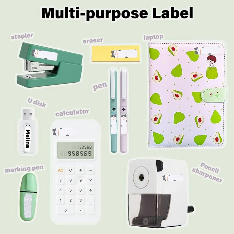 Label Maker Tape Black On Cats Patterns Vertical Label Tape Special Shapes Self-Adhesive Sticker 12 X 40Mm 3-Roll