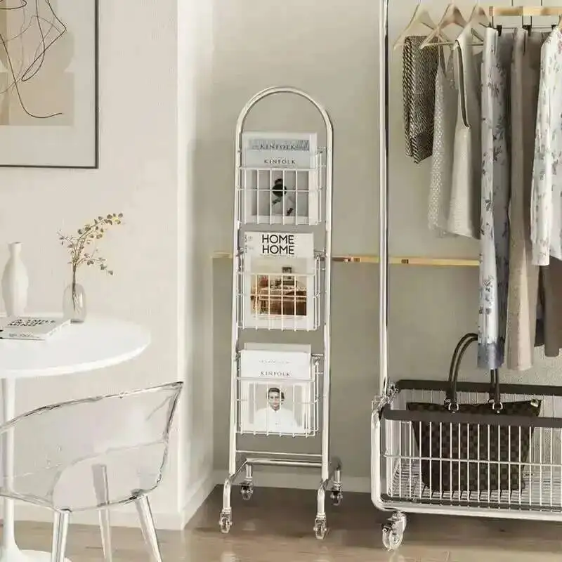 New Metal Craft Study Bookshelf Magazine Newspaper Rack Bedroom Book Storage Rack Home Children's Bookshelf Racks Floor