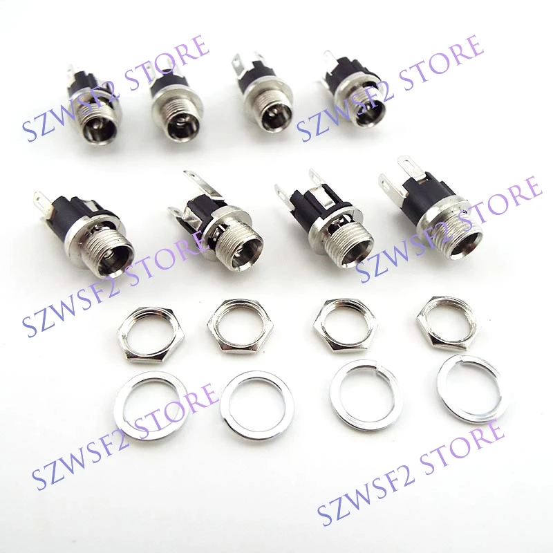 5.5 x 2.1mm DC female Power Charging Port Jack Panel Mount Terminal 3 Pin 5.5 2.1mm Socket Electrical DC Jack Connector E2