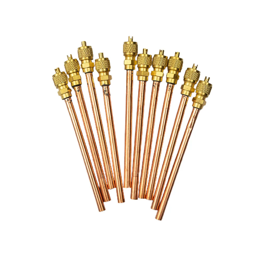 

10Pcs/Set Air Conditioner Refrigeration Access Valves Copper Tube Filling Parts Length 125mm Stem Length 100mm Air-conditioning