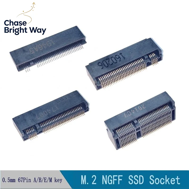 5Pcs NGFF M.2 Connector For SSD Female Socket 67P A/B/E/M Key, 2.3/3.2/4.2/8.5H
