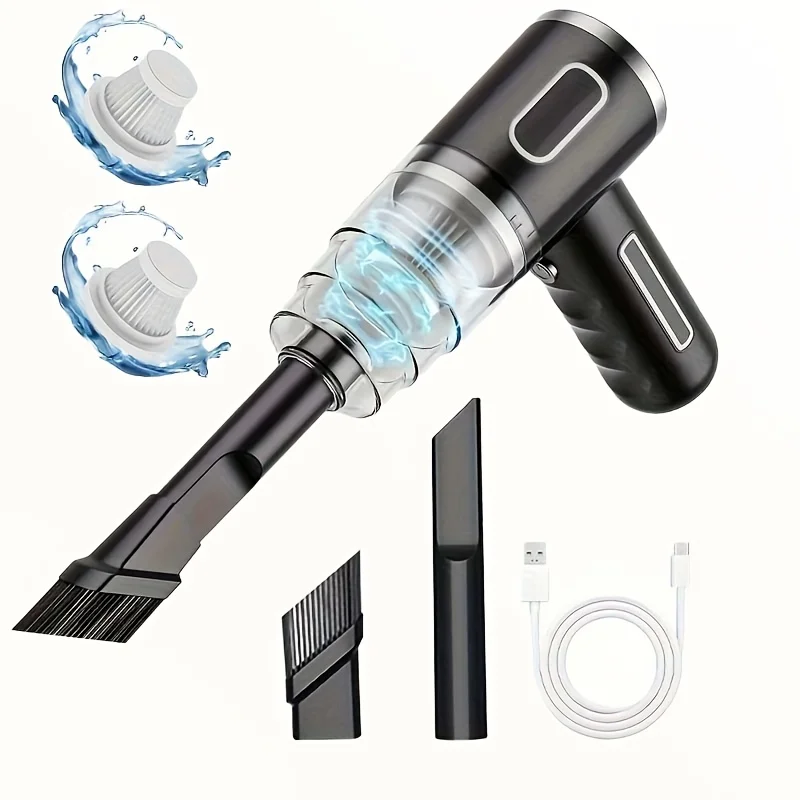 USB Mini Vacuum Cleaner, Powerful Suction for Car/Home/Office. Portable & Wireless with Multiple Attachments. Fast USB Charging.