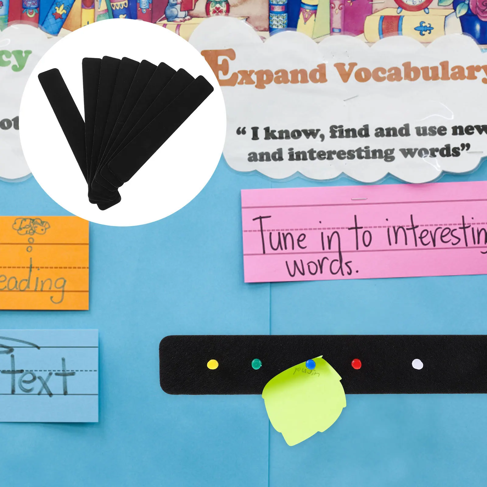 8 قطعة ورأى نشرة ذاتية اللصق لمكتب مكتب الفصول الدراسية بلاط الحائط لوحة الإعلانات جبل لوحة إبرية شريط أسود #5