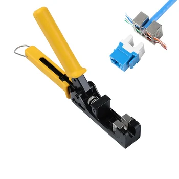 Pinza a crimpare modulo RJ45 con gancio 180 °   Punch Down Tool Modulo cavo di rete Pinza piegatrice Tagliafili con Cat5E Cat6 Cat7