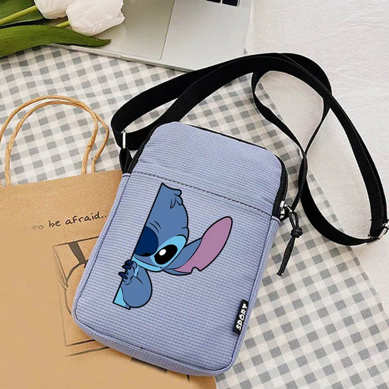 Disney Lilo & Stitch bolso de hombro para mujer, bolsos cruzados, bolso pequeño de lona para mujer, bolsos de un solo hombro para teléfono móvil,