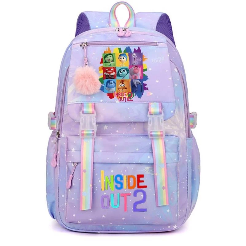 Inside Out2-Mochilas escolares de gran capacidad para adolescentes y mujeres, morrales informales de viaje multicolor para ordenador portátil, regalo de cumpleaños