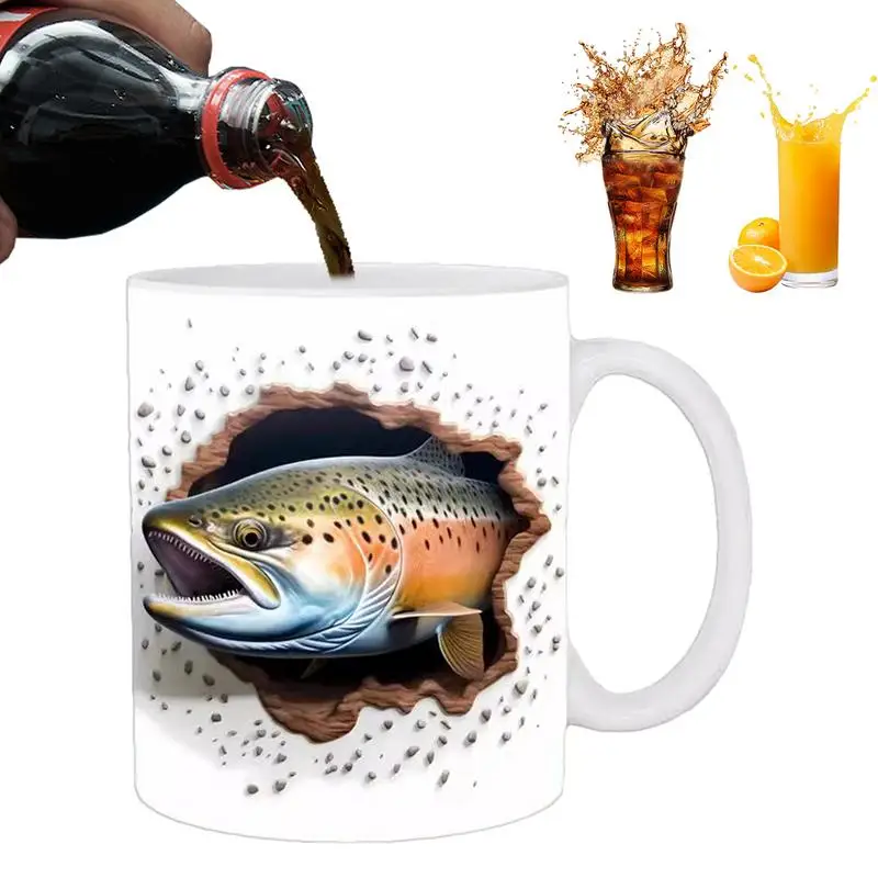 I'd Rather Be Fishing Mug Ceramic Crafted Coffee Cup Funny Fishing Design Large Tea And Coffee Cup For Whiskey Soup Beer Water