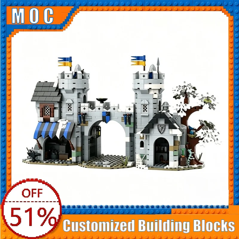 

1318PCS Medieval Black Falcon Castle Gate Model Building Blocks Assembly Educational Toy Creative Home Decoration Birthday Gifts