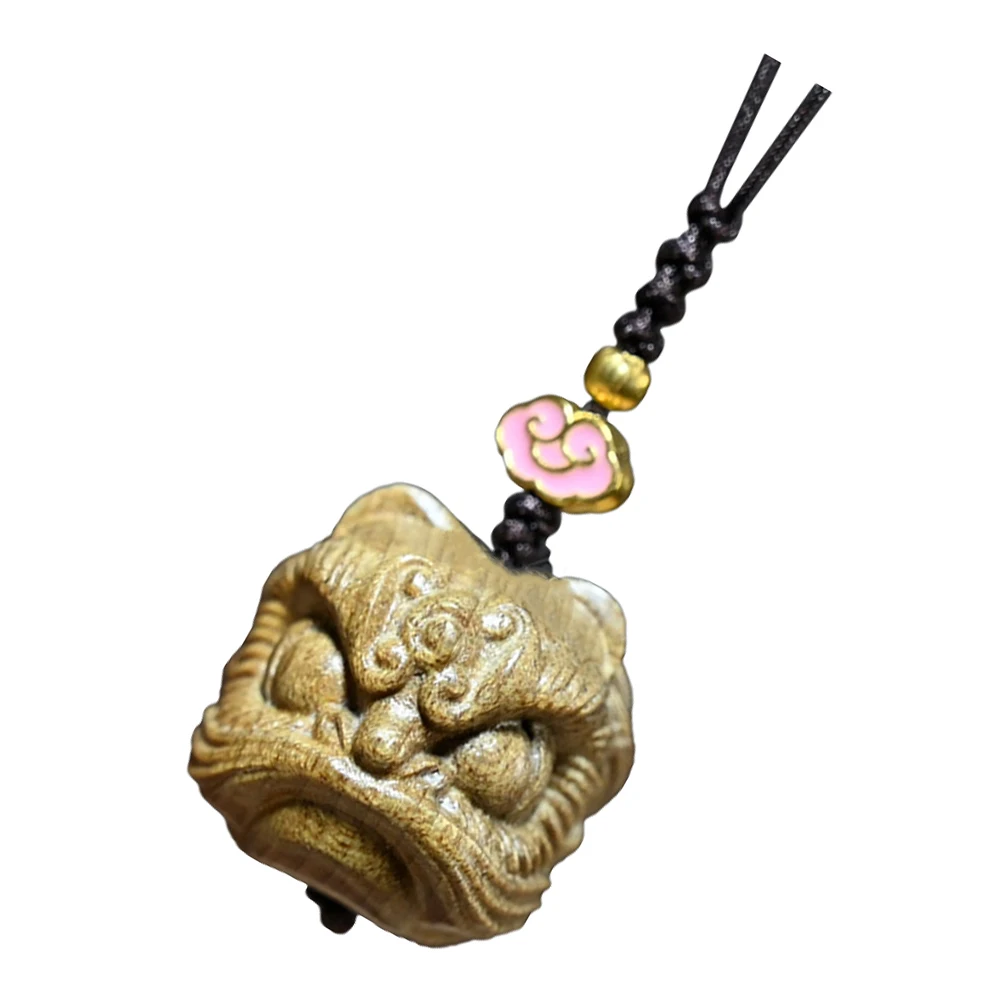 

Vintage Lion Design Pendant Lightweight Wood Phone Hanging Decor Keychain Animal Charm Diy Key Ring Gift Accessory