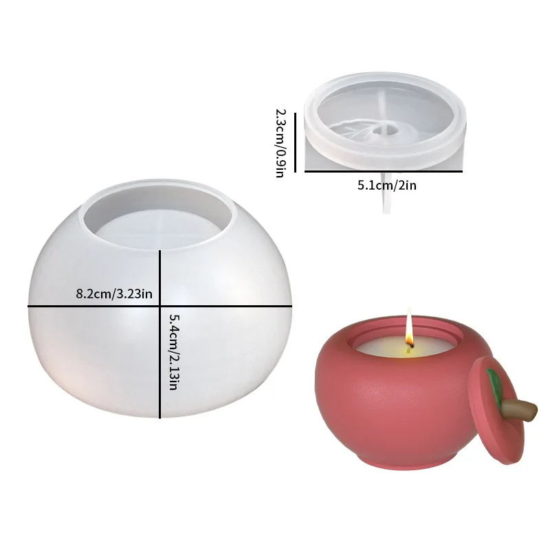 DIY Apple Jar Candle Jar Silicone Mold With Lid Jewelry Storage Box Gypsum Resin Mold  Cement Clay Plaster Mold Candle Holder