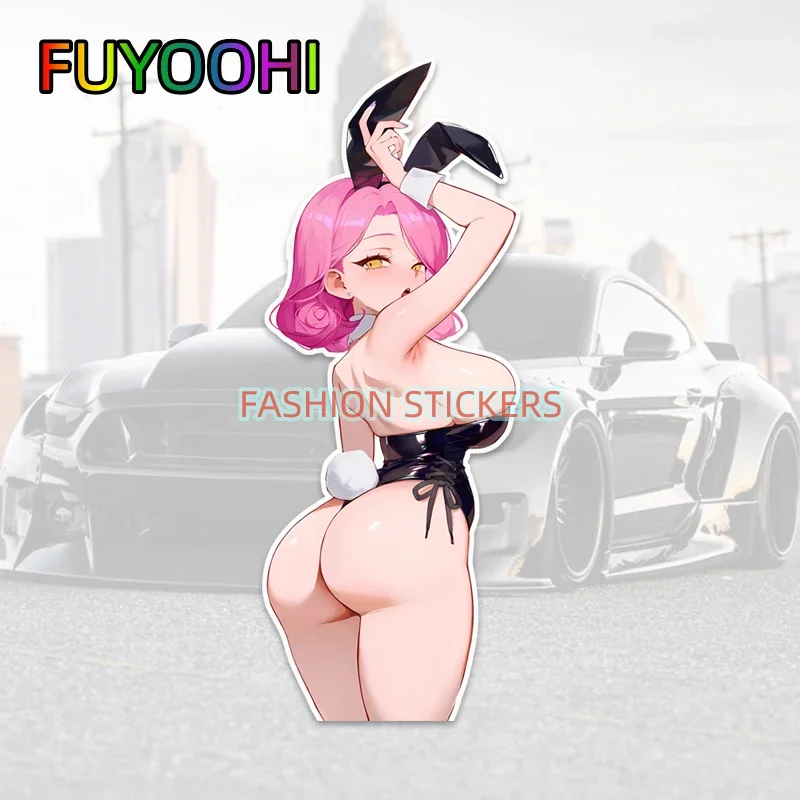 

FUYOOHI Cute Anime Car Sticker with Fun Rabbit Ear，Vinyl Decals for Windows/Refrigerator/Trunk/Laptop/RV/Bumper，Perfect for Fans