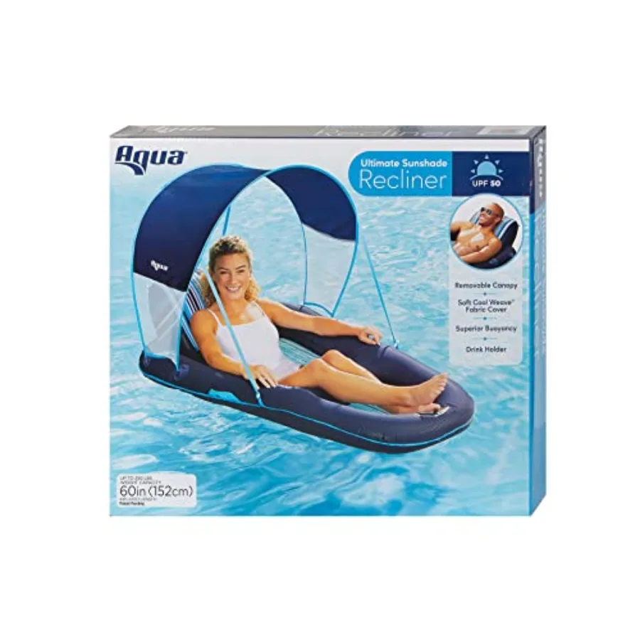 

Aqua Campania Ultimate 2-in-1 Pool Float Lounge for Adults Extra Large Inflatable with Adjustable Backrest Cupholder Multiple C