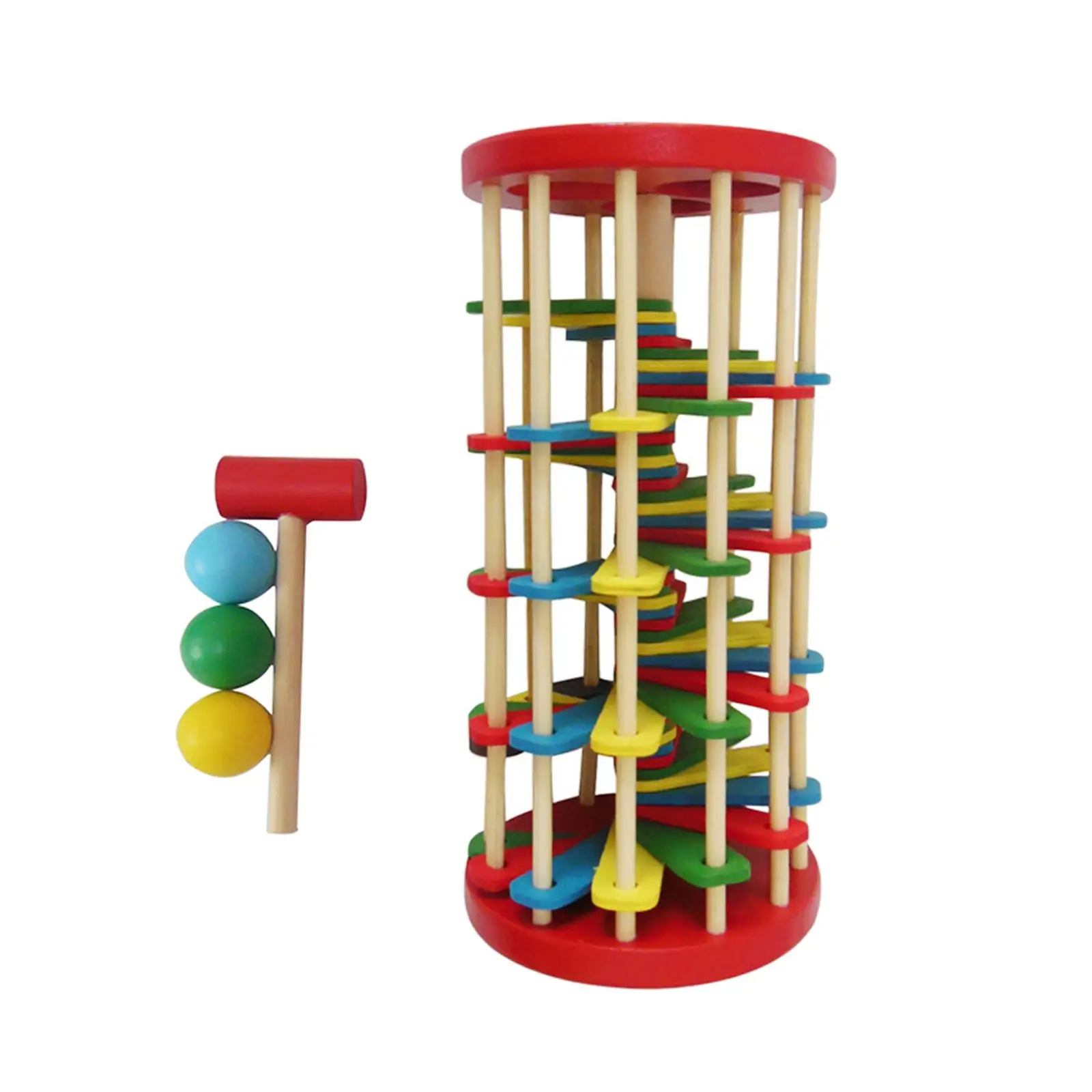 Wood Ball Drop Toy, Pound Roll Ramp Toys, Desktop Puzzle Toy, Kids Pounding