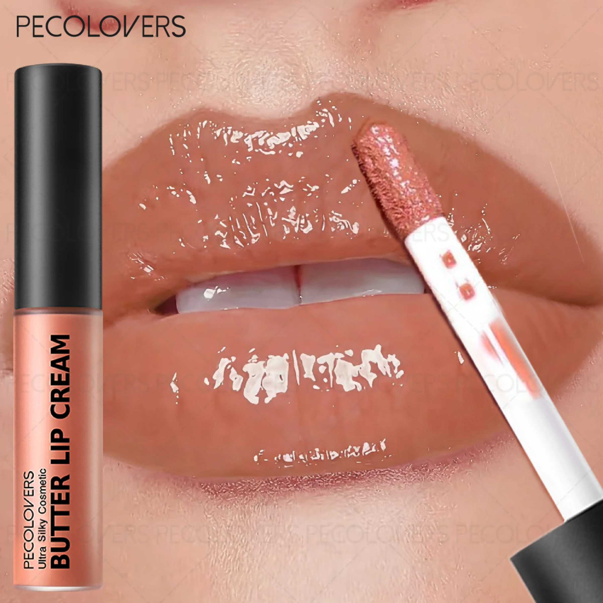 1 Pcs Mirror Shine Butter Lip Gloss, Leaf Red Bean Paste Nude, Moisturizing & Hydrating, Non-sticky Long-lasting Non-drying