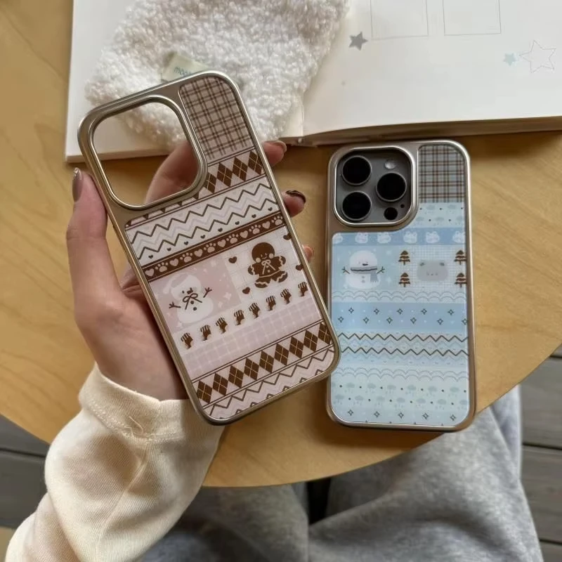 Winter Cute Snowman Phone Case for IPhone 17 17e 16e 16 15 14 13 12 11 Air Pro Max X XR 8 7 Plus Luxury Clear Glossy Back Cover