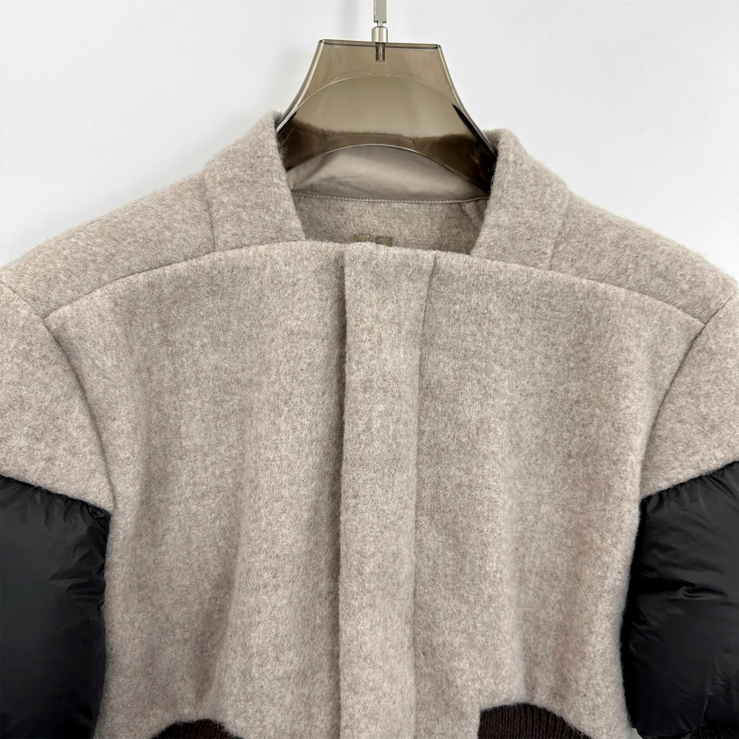 Jaqueta curta de malha de lã mistura elegante e lisonjeiro ajuste inverno calor pato para baixo enchimento jaqueta feminina 2025 outono novo