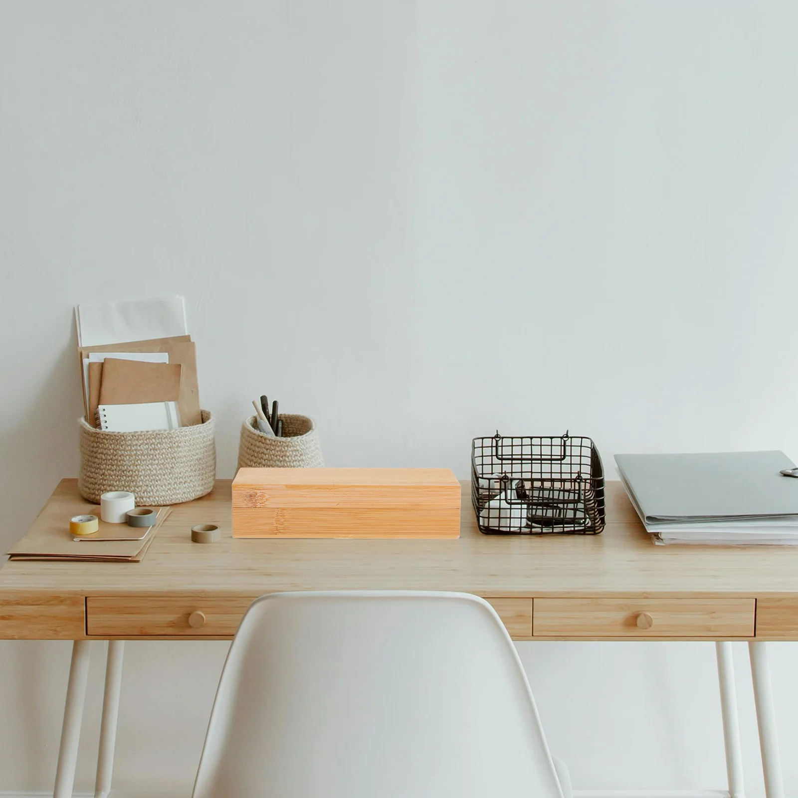 1 قطعة صندوق تخزين خشبي سعة كبيرة حاوية يدوية غير مكتملة للمنزل والمكتب والمدرسة منظمة تذكار خشب الصدر #2