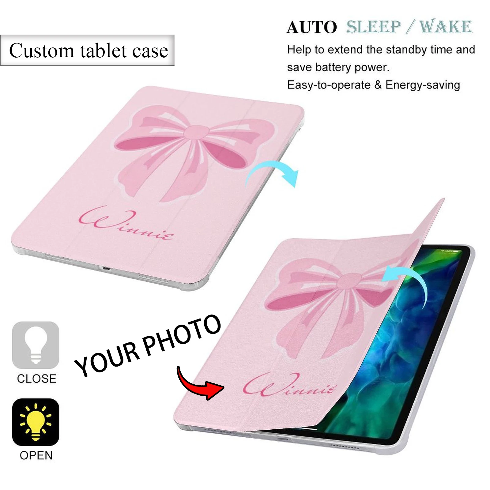 

Custom protective case Personalized photo case iPad auto wake sleep case Gift for friends or lovers