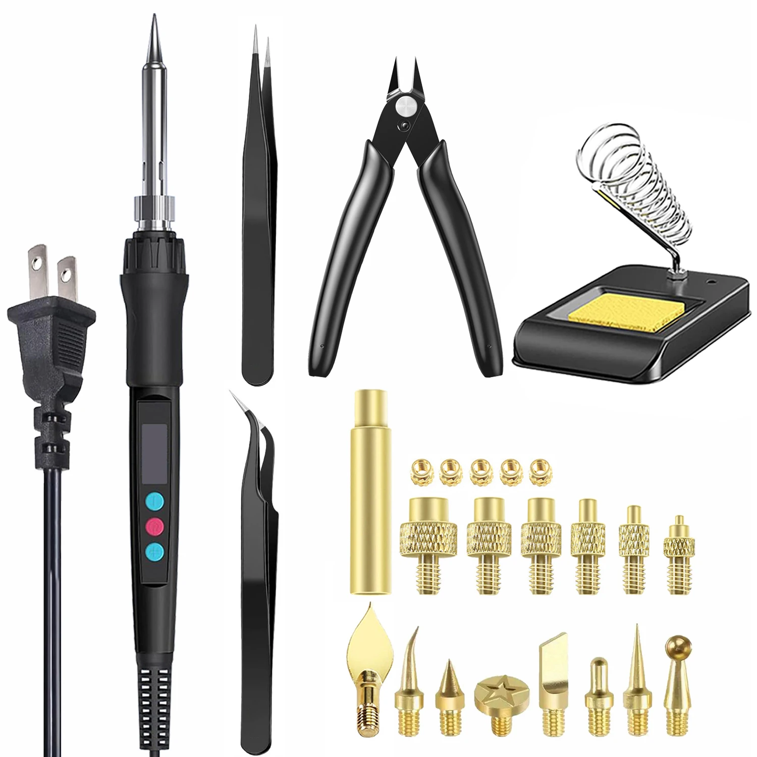 3D Print Finishing Tools Soldering Iron Kit 3D Printing Smoothing Tool Kit Heat Insert Tips Modifying Trimming for 3D Parts