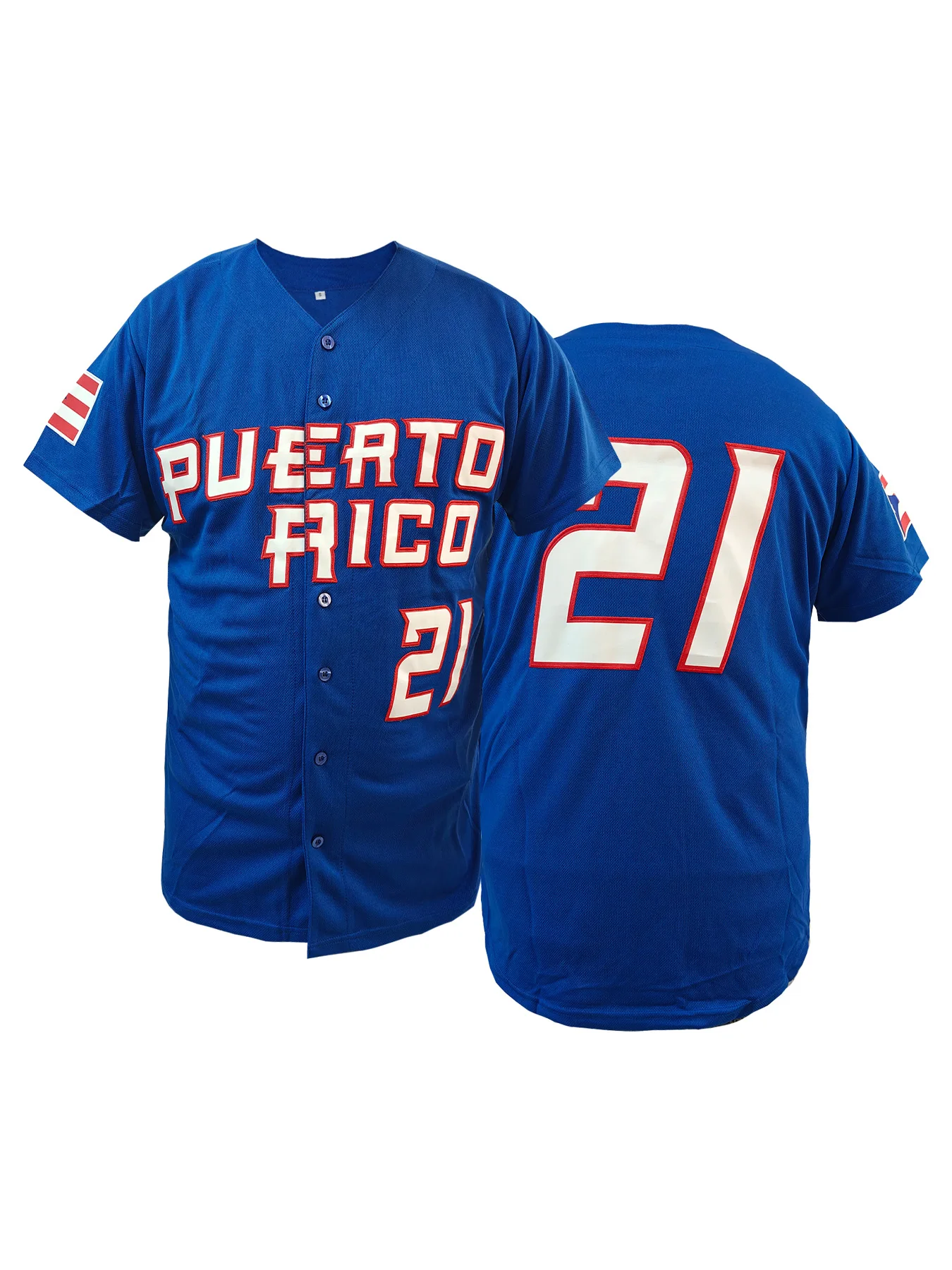Puerto Rico # Camiseta de Béisbol Clásica para Hombre, Modelo 21 Roberto World Game, Cosida