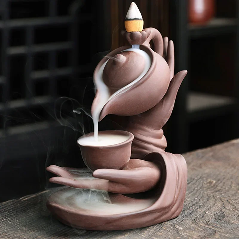 Creatieve Paars Zand Terugstromen Wierookbrander, Antieke Keramische Zen Sandelhout Brander, Thuis Indoor Aromatherapie Brander, 1Pc