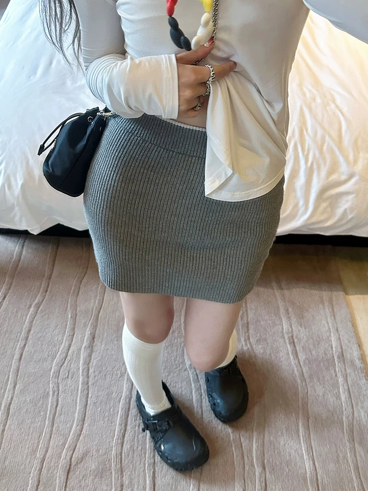

Knitted Ribbed Skirts Women High Waisted A-line Skirt Summe Fashion Slim Short Skirts Women's Clothing