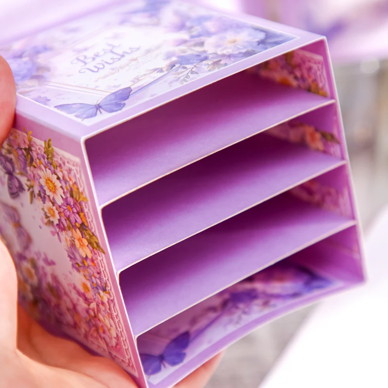 5Pcs Three-Dimensional Greeting Card Flower Wishes Suit 3D Flower Butterfly Card Hollow Paper Colorful Postcard Decoration Gift